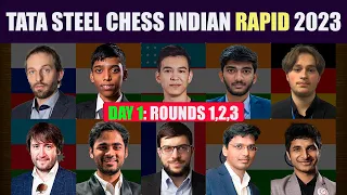 🔴Tata Steel Chess India Rapid 2023  Day 1 Round 1-3  Pragg, Abdusattorov, Erigaisi, Grischuk, keymer