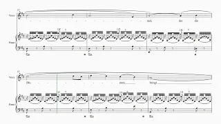 Richard Strauss "Wiegenlied" Original key (D major) @ BPM=90 Score animation [Piano only]