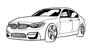 How To Draw Bmw Car Step By Step - How to draw BMW M3 F80 - BMW Sport Car drawing - Araba Çizimi Bmw