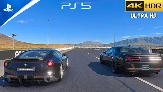 Gran Turismo 7 | Dodge Challenger SRT Demon vs Ferrari F 12 Berlinetta Cinematic Camera 4K60FPS