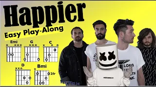 Happier (Marshmello, Bastille) Easy Guitar/Lyric Play-Along