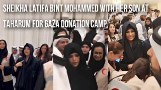 Sheikha Latifa Bint Mohammed With Her Son At Taharum For Gaza Donation Camp