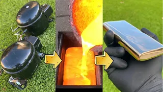 Fridge Compressor Copper Casting - Trash To Treasure - ASMR Metal Melting -BigStackD Casting -Bronze