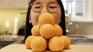Sesame Balls | crispy, mochi-like, and filled with chocolate lava