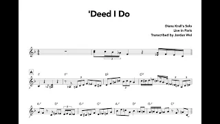 Diana Krall's Solo - Deed I Do (Live in Paris) Transcription