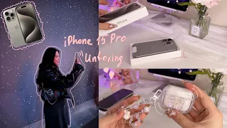iPhone 15 Pro ♡ ︎Natural Titanium | Aesthetic Unboxing | AirPods Pro 2nd Gen #iphone15pro #unboxing