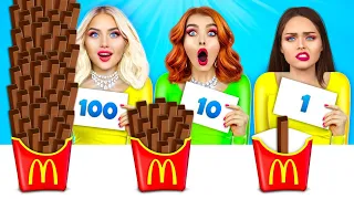 100 Layers of Food Challenge | Eating 100+ Coats of Big Candy by RATATA COOL