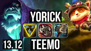 YORICK vs TEEMO (TOP) | 1000+ games, 6/2/7 | EUW Master | 13.12