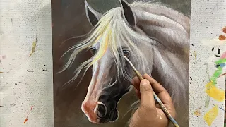 #1 Realistic Horse painting Tutorial In Acrylics || Horse Painting Step by step || ARTOHOLIC