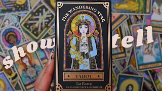 ASMR a chill tarot deck show & tell ✨ (whispered, tapping, shuffling, page flipping)