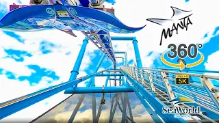 VR 360 5K Manta Roller Coaster On Ride POV Normal and Horizon Locked SeaWorld Orlando 2022 01 04