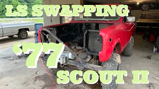 LS swapping a 1977 International Scout II PART 2 pulling the motor
