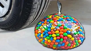 Experiment Car vs Giang M&M Candy Balloon ! - Crushing Crunchy & Soft Things by Car!