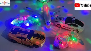 3D Light Airbus A380/Police Stunt Car/Robot Car/Duck Ling Car/Transparent Gear Light Car/Unboxing