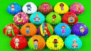 Finding Cocomelon, Pinkfong Hogi, Numberblocks SLIME Seashell, Eggs Colorsful Mix! Satisfying Videos