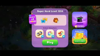 Gardenscapes Level 1258 Walkthrough "No Boosters Used"