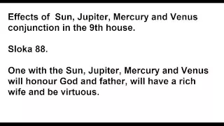 Sun, Jupiter, Mercury and Venus in the ninth house and their effects as per saravali