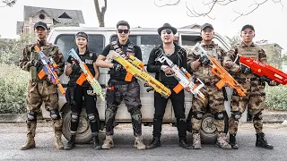 LTT Game Nerf War : Couple Police Warriors SEAL X Nerf Guns Fight Criminal Group Black Man