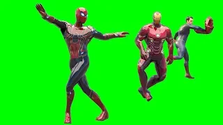 Spiderman, Ironman and Superman dancing green screen