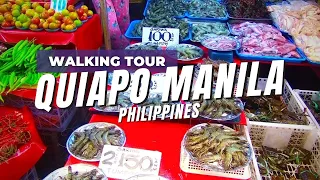 [4K] Walking Tour Quiapo Market Manila | Insanely Cheap & Fresh Seafood | Tours From Home