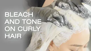 How To: Bleach & Tone Technique on Curly Hair | Global Lightening Hair Color Tutorial | Kenra Color