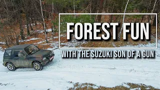 Suzuki offroad in the Transylvanian forests. Suzuki Vitara and Suzuki Samurai 4x4 offroad