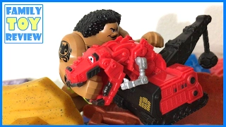 DinoTrux Toys & Moana Adventures - Ty Rux vs Maui BATTLE - Dinotrux Rescue Moana Toy Story Playtime