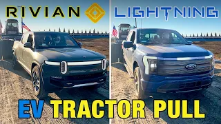 ELECTRIC TRUCK 30,000 POUND TOW-OFF | Rivian R1T vs. Ford F-150 Lightning | Who Can Go the Distance?