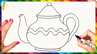 How To Draw A Teapot Step By Step 🫖 Teapot Drawing Easy