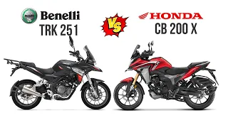 Benelli trk 251 VS Honda CB 200 X | Comparison | Mileage | Top Speed | Price | Bike Informer