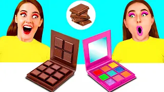Tantangan Makanan Asli vs Makanan Cokelat | Perang Lelucon oleh Fun Fun Challenge