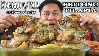 MONGGO w/ PATA AT PRITONG TILAPIA | INDOOR COOKING | MUKBANG PHILIPPINES