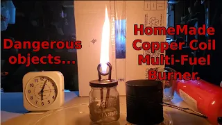 Fun with Fire - Home Made Copper Coil Multi Fuel Stove