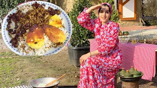 Rural lifestyle of iran | Cooking Quick and easy Lentil Pilaf with Minced Meat and make a new table