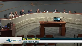 September 19, 2022 Bloomington City Council Meeting