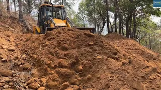 Clearing Mountain Road Dirt and Leveling Road with JCB Machine