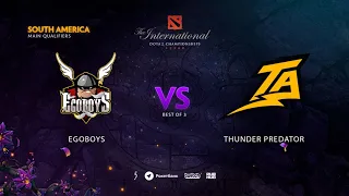 EgoBoys vs Thunder Predator, TI9 Qualifiers SA, bo3, game 2 [Eiritel & Lost]