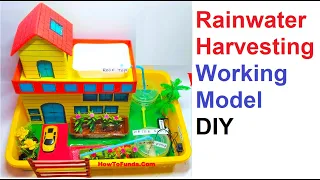 rain water harvesting working model (3d) | diy at home | innovative and creative design | howtofunda