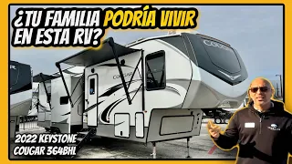 ¿Tu Familia Podría Vivir Esta RV De Dos Recamaras? | 2022 Keystone Cougar 364BHL (Spanish RV Tour)