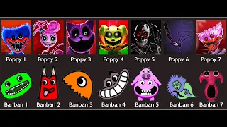 Poppy Playtime Chapter 7, 6, 5, 4, 3, 2, 1 vs Garten of Banban 7, 6 , 5 , 4, 3 ,2 1