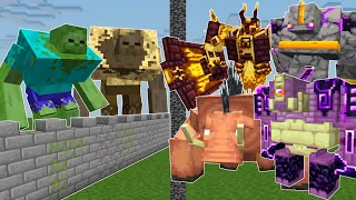 ZOMBIE CASTLE vs NETHER & END BOSSES (Minecraft Mob Battle)