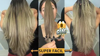 COMO CORTAR EL CABELLO EN CAPAS. PELO EN V. CORTAR FLEQUILLO. CORTALO TU MISMA