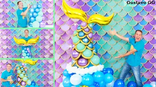 mermaid tail balloon arch - BALLOON DECORATION IDEAS 🥳🎈 birthday decoration ideas at home - Mocsicka