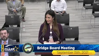 Pharr International Bridge Board Meeting - September 15, 2021 | City of Pharr