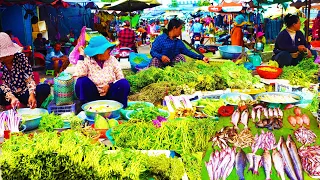 Cambodian Early Morning Village Food market, Khmer Street Food Tour in Phnom Penh, Food Rural TV