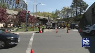 Chicopee intersection reopens after truck goes airborne off Mass Pike
