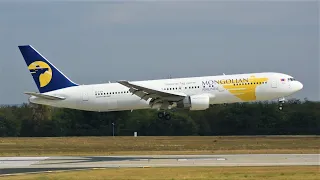 Mongolian Airlines Boeing 767-300 landing at Budapest Airport