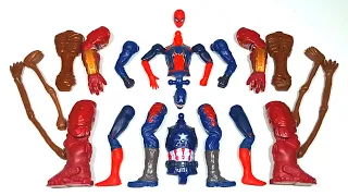 Merakit Mainan iron Spider-Man vs iron Buster vs Siren Head vs Captain America Superhero Toys