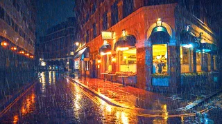 London Rain Walk at Night - Mayfair & Marylebone | 4K Ambient Umbrella Rain Sounds