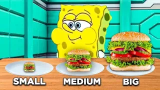 Small vs Medium vs Big Food Mukbang Challenge - ASMR SpongeBob Animation